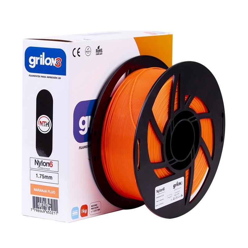 Filamento Nylon6 1.75mm NARANJA FLUO