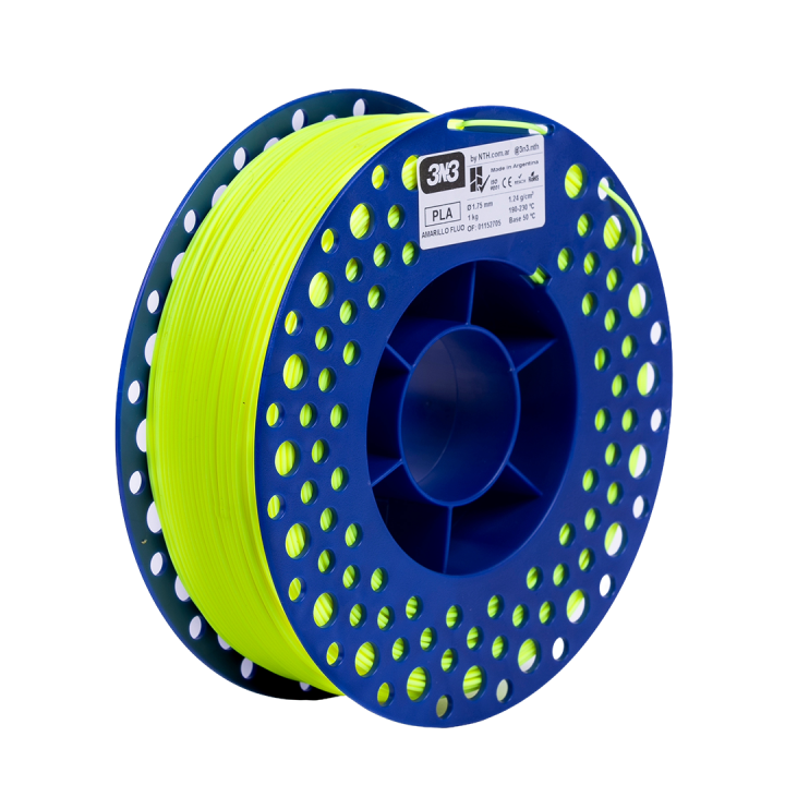 3N3 Box PLA 1.75mm AMARILLO FLUO x1KG