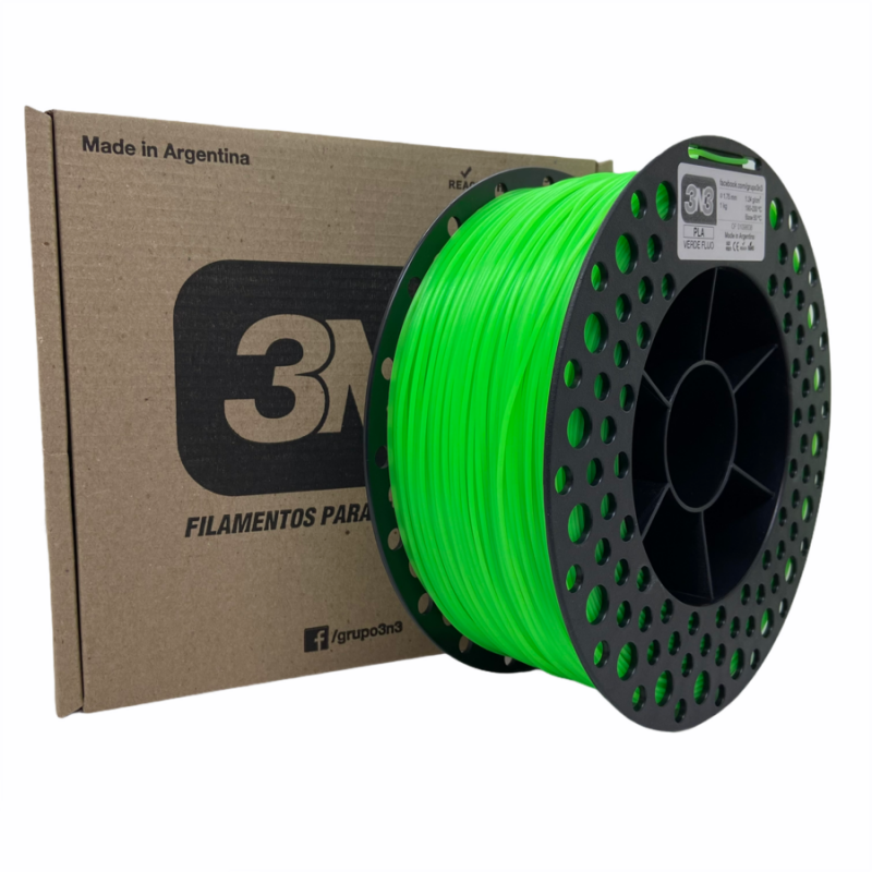 3N3 Box  PLA 1.75mm VERDE FLUO x1KG