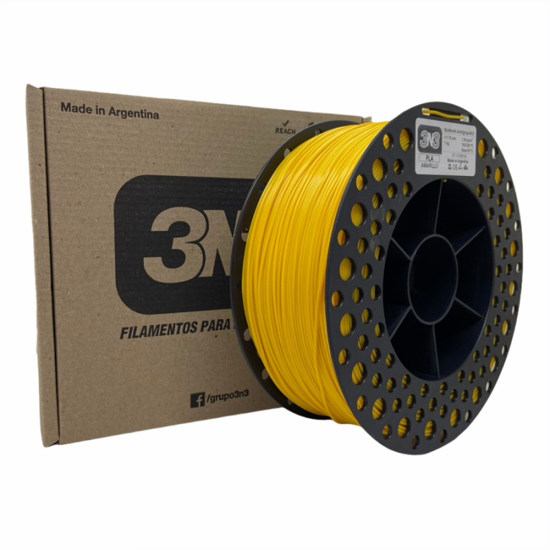 3N3 Box PLA 1.75mm AMARILLO  x1KG