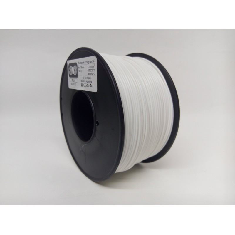 Filamento 3N3 PLA 1.75mm BLANCO 500grs