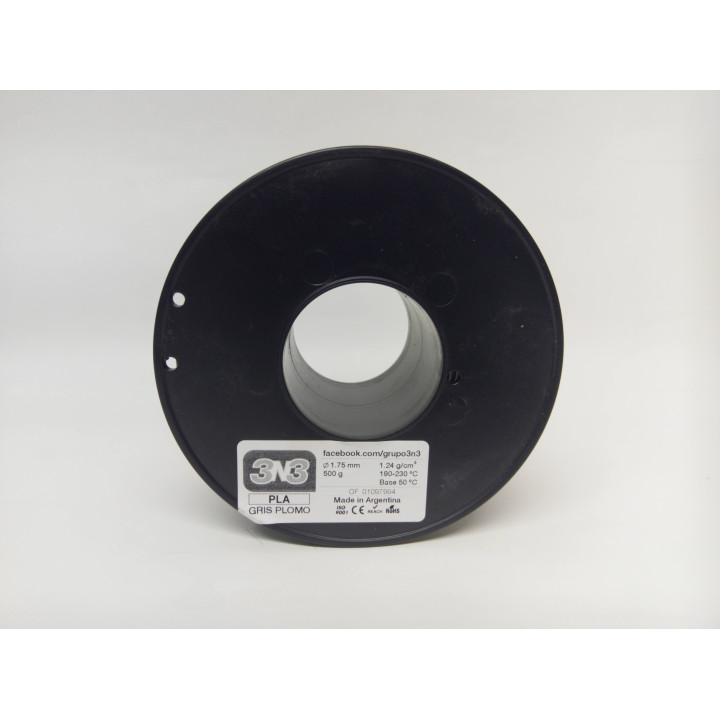 3N3 PLA 1.75mm GRIS PLOMO 500grs