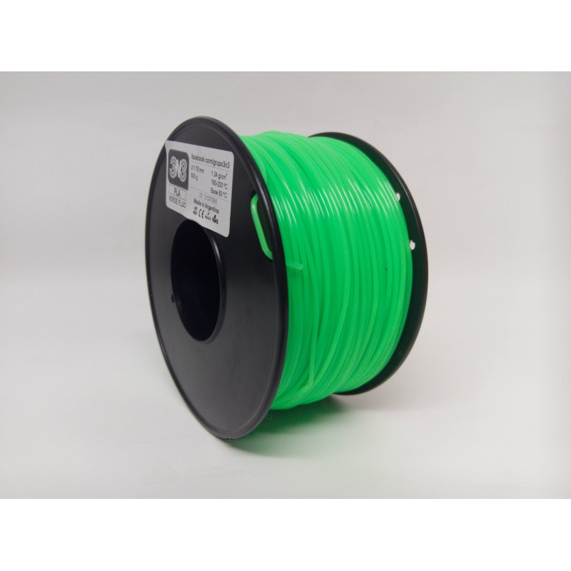3N3 PLA 1.75mm VERDE FLUO 500grs