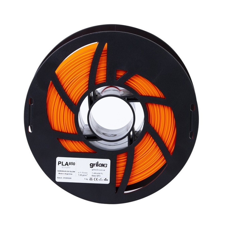 Filamento PLA850 1.75mm NARANJA UV GLOW