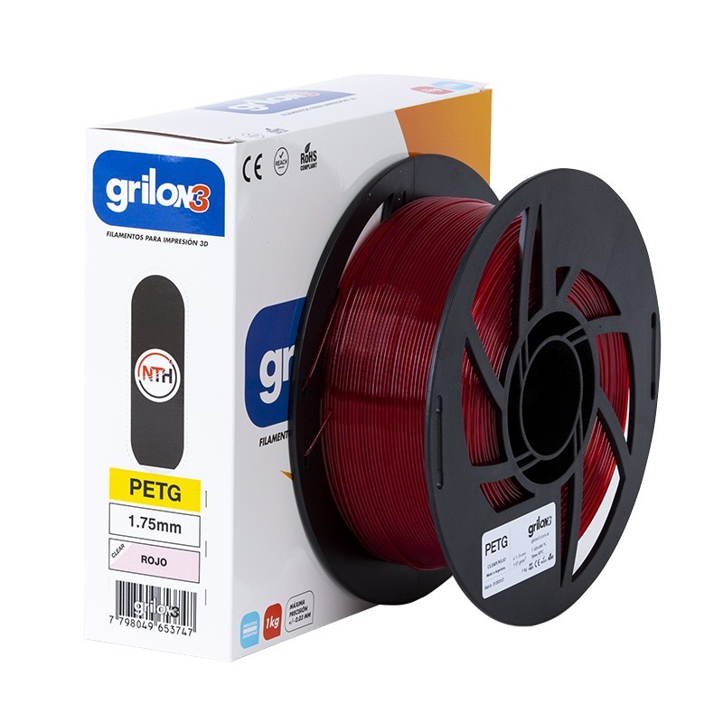 Grilon3 PETg 1.75mm CLEAR ROJO